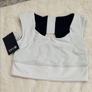 Women's White and Black Crop Top